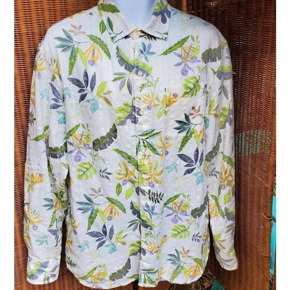 Vintage Tommy Bahama Aloha Linen Hawaiian Shirt L